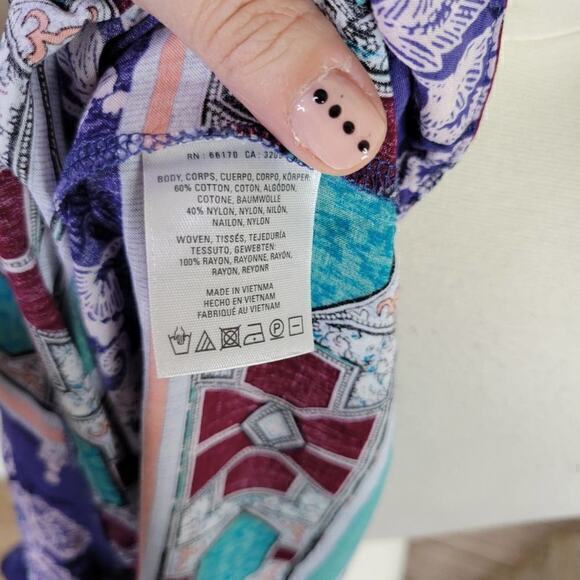 Anthropologie Akemi + Kin Lace Maite Floral Geometric Tunic Top Small - Picture 5 of 8